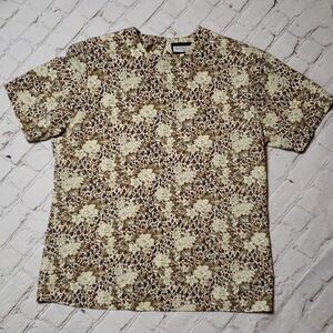 Notations Animal Print Petite Blouse with shoulder pads